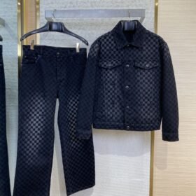 LV tessellated washed flocked denim outerwear