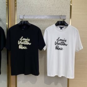 LV Neon Print Round Neck Short Sleeve White