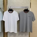 Gucci Red and Green Woven Neckline Crew Neck Short Sleeve T-Shirt Grey