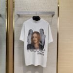 Balenciaga Hole-Ripped Portrait Print Round Neck Short Sleeve T-Shirt