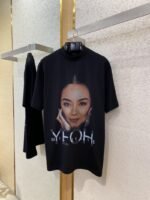 Balenciaga Distressed Portrait Print Round Neck Short Sleeve T-Shirt - 图片 5
