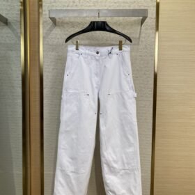Prada Triangle Leather Label Denim Trousers 1