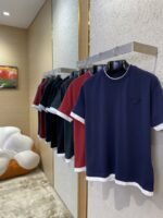Prada Fake Double Layer Short Sleeve T-Shirt Navy - 图片 3