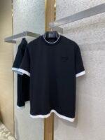Prada Fake Double Layer Short Sleeve T-Shirt Black - 图片 5