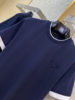 Prada Fake Double Layer Short Sleeve T-Shirt Navy - 图片 6