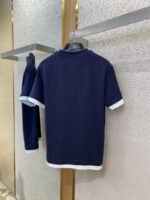 Prada Fake Double Layer Short Sleeve T-Shirt Navy - 图片 7