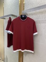 Prada Fake Double Layer Short Sleeve T-Shirt Red - 图片 5