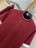 Prada Fake Double Layer Short Sleeve T-Shirt Red - 图片 6