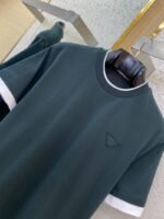 Prada Fake Double Layer Short Sleeve T-Shirt Green - 图片 6