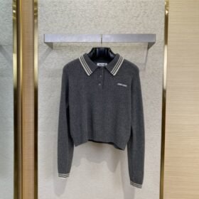 Miu Miu Cutout Lapel Long Sleeve Sweater