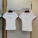 Miu Miu Clashing Colours Round Neck Letter Embroidery Short Sleeve T-Shirt Red - 图片 2