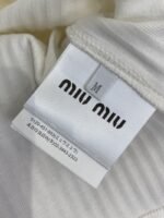 Miu Miu Clashing Colour Round Neck Letter Embroidery Short Sleeve T-Shirt Black - 图片 9