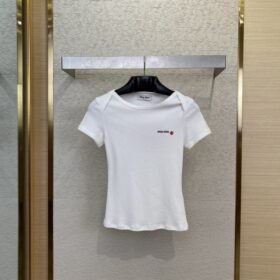 Miu Miu White Small Sailboat Gossip Slim Fit T-Shirt