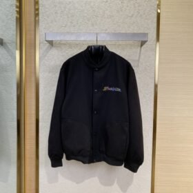 LV Sheep Wool Jacket with Colourful Diamonds and Embroidery