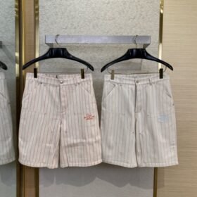 Dior Logo Embroidered Striped Shorts Pink