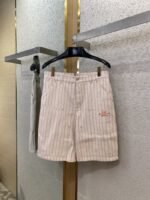 Dior Logo Embroidered Striped Shorts Pink - 图片 5