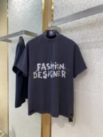 Balenciaga Pink Sand Gold Printed Aged Short Sleeve - 图片 5