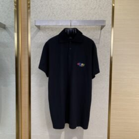 Balenciaga Rainbow Letter Embroidered Polo Shirt