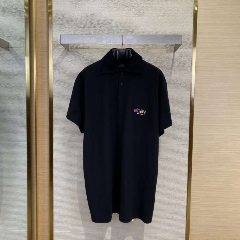 wsxc1746244285639_0.jpg Balenciaga Rainbow Letter Embroidered Polo Shirt - 图片 1
