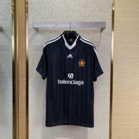 Balenciaga Manchester United Striped Football Short Sleeve T-Shirt