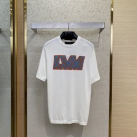 LV Leopard Letter Appliqu?? Short Sleeve Crew Neck T-Shirt