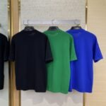 LV Jacquard Sleeve Knit Crew Neck Short Sleeve T-Shirt Blue - 图片 2
