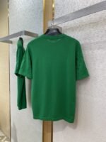 LV Jacquard Sleeve Knit Crew Neck Short Sleeve T-Shirt Green - 图片 7