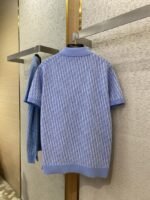 Dior Knitted Jacquard Polo Shirt Blue - 图片 7