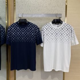 LV Classic Gradient Cotton Round Neck Short Sleeve Navy