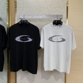 Balenciaga Logo Crackle Letter Print Short Sleeve T-Shirt Black