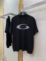 Balenciaga Logo Crackle Letter Print Short Sleeve T-Shirt Black - 图片 5