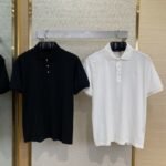 LV Tessellated Logo Embroidered Polo Shirt Black