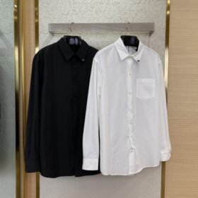 Prada Collar Triangle Logo Shirt Black