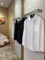 Prada Collar Triangle Logo Shirt White - 图片 3