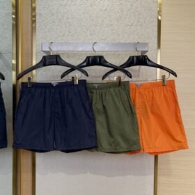 Prada Nylon Triangle Label Shorts Navy Blue