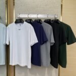 Prada New Triangle Neckline Steel Label Short Sleeve Navy Blue