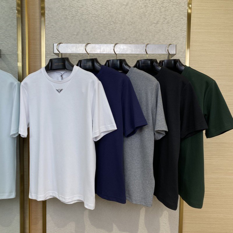 wsxc1748057579868_0-2.jpg Prada New Triangle Neckline Steel Label Short Sleeve Navy Blue - 图片 1