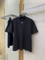 Prada New Triangle Neckline Steel Label Short Sleeve Navy Blue - 图片 3