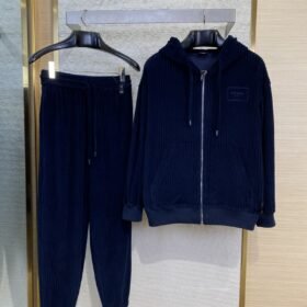 Fendi logo embroidered corduroy casual trousers