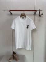 HERMES Leather Embroidered Crew Neck Short Sleeve T-Sleeve