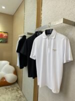 Prada Satin Beaded Floor Zip Polo Shirt Black - 图片 4