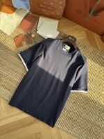 HERMES Short Sleeve T-Shirt with Clashing Cuffs Navy - 图片 6