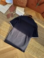 HERMES Short Sleeve T-Shirt with Clashing Cuffs Navy - 图片 7