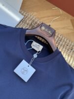 HERMES Short Sleeve T-Shirt with Clashing Cuffs Navy - 图片 8