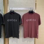 Gucci White Trim Spray Colour Round Neck Short Sleeve T-Shirt Red
