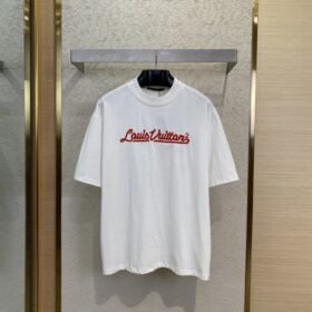 LV logo embroidered jersey collar short sleeve T-shirt