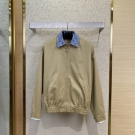 Miu Miu Check Removable Lapel Zip Jacket Coat
