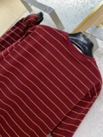 Miu Miu Striped Pocket Logo Cotton Round Neck Short Sleeve T-Shirt Red - 图片 8