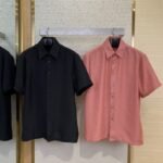 LV Checkered Jacquard Short Sleeve Shirt Pink