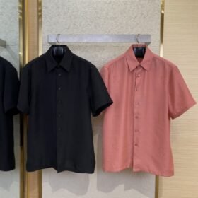 LV Checkered Jacquard Short Sleeve Shirt Black